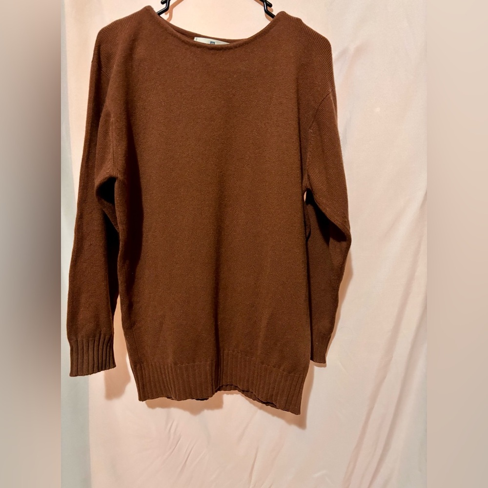 Vintage Ballantyne 100% Cashmere Brown Boatneck Sweater made in Scotland